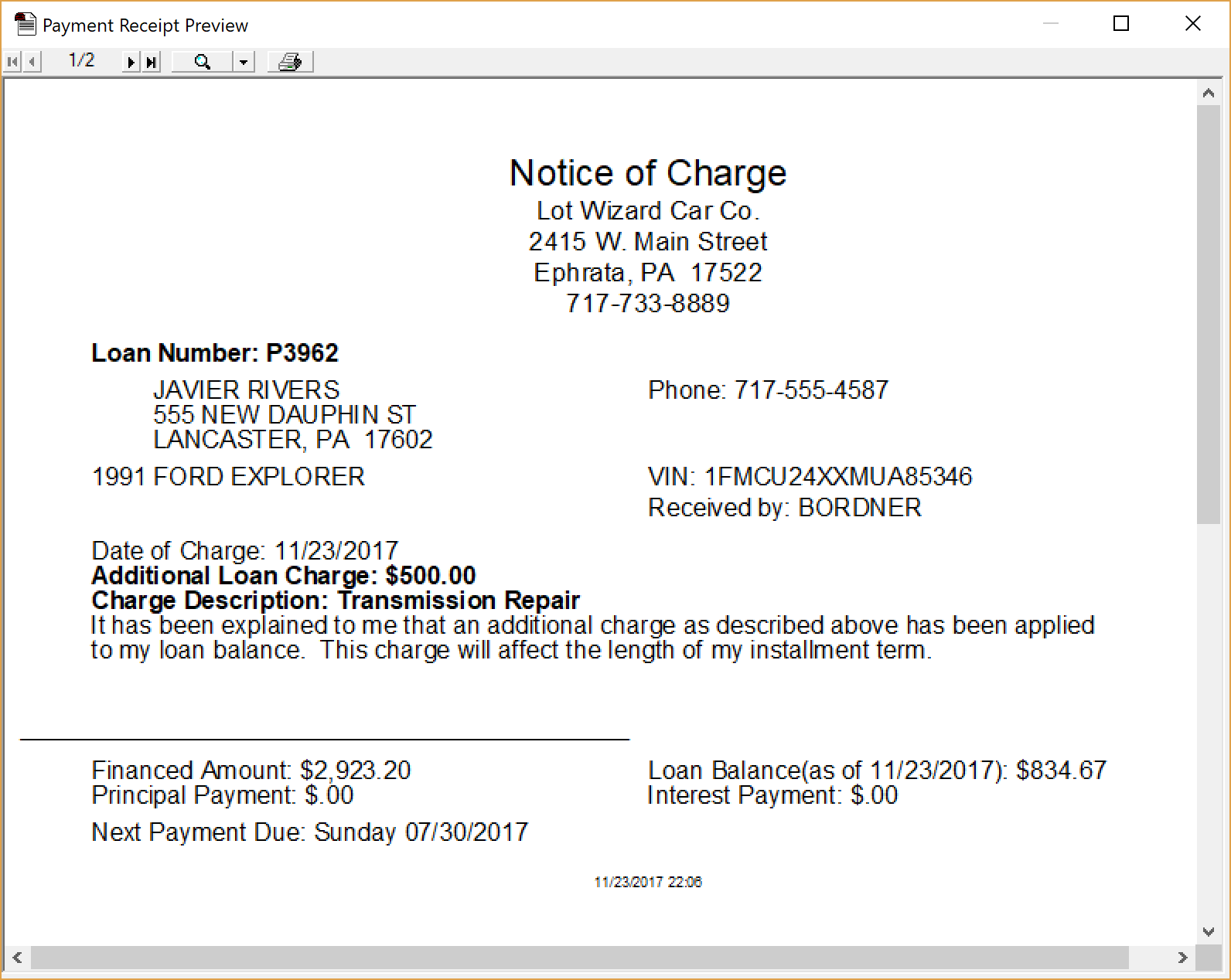 BHPHTab_AdditionalChargeReceipt