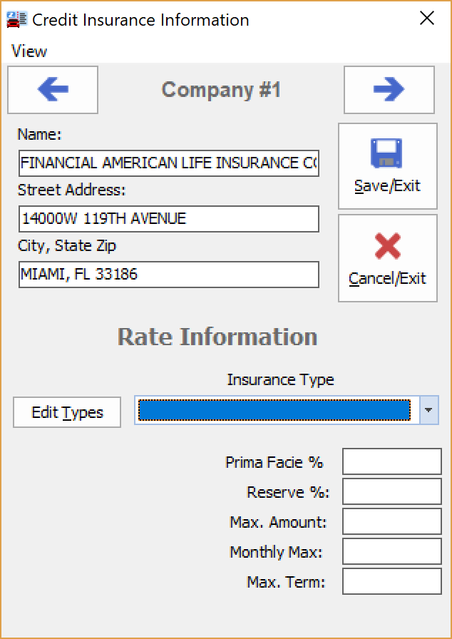 Credit Life Company Information page