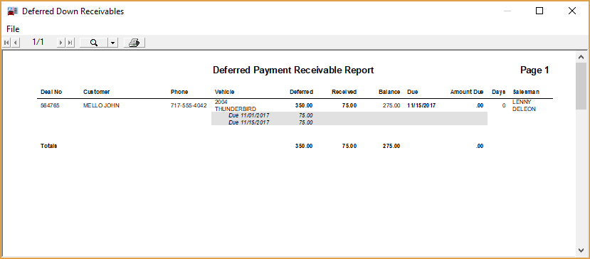 DeferredDown_ReceivablesReport