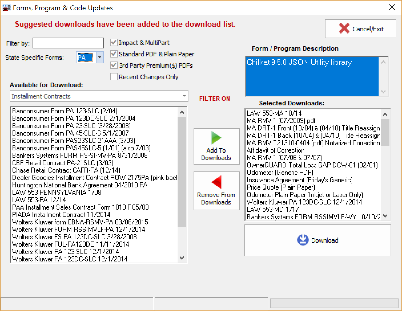 Downloading Forms and Updates Downloading Forms and Updates