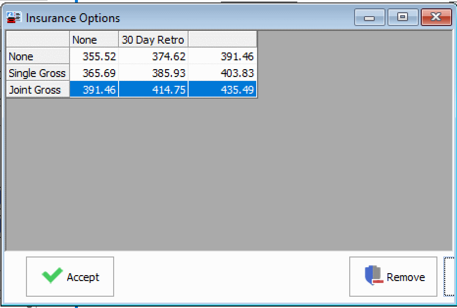 Insuranceoptionswindow