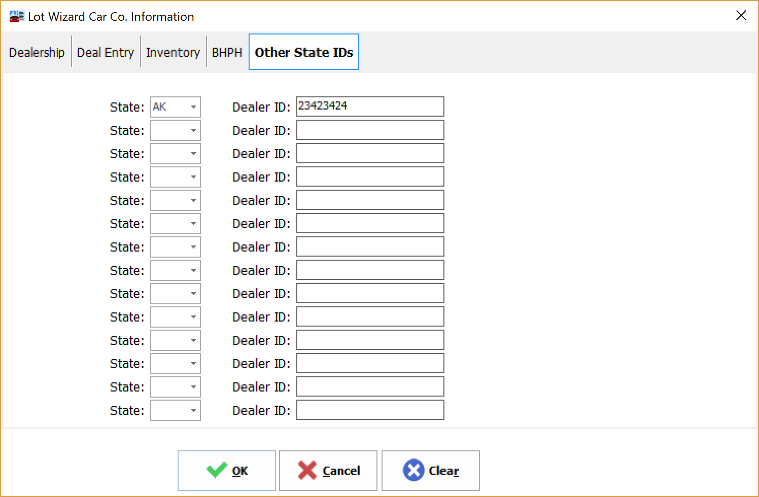 Other State IDs Tab Other State IDs Tab