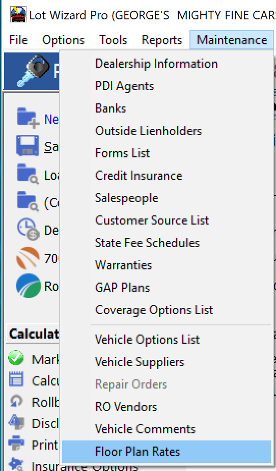 Floor Plan Rate Dropdown Menu Floor Plan Rate Dropdown Menu