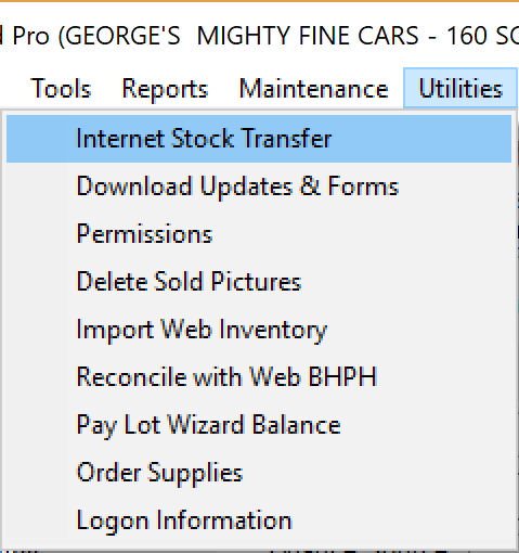 Internet Transfer Dropdown