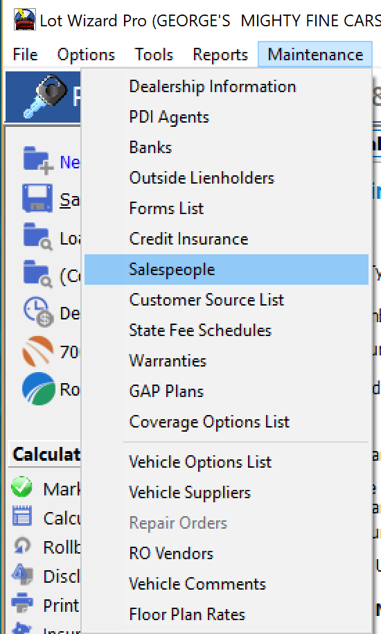Salespeopld dropdown menu