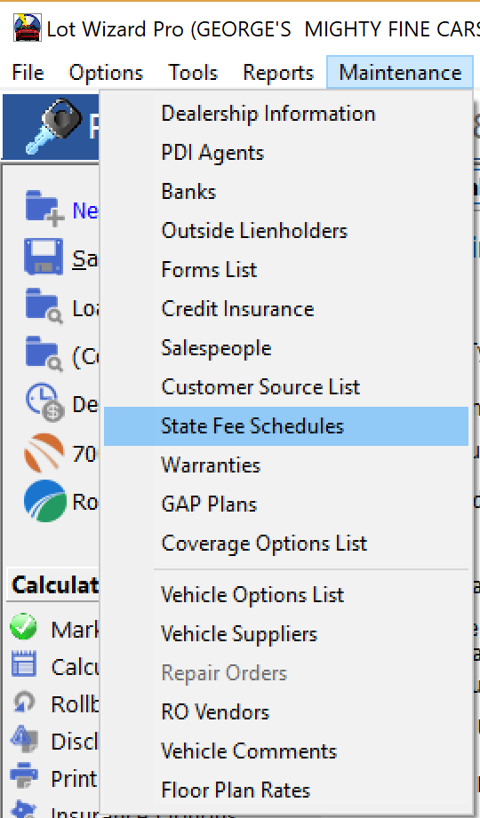 State Fee Schedule State Fee Schedule