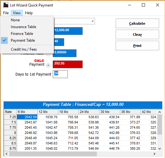 QuickPay_PaymentTable