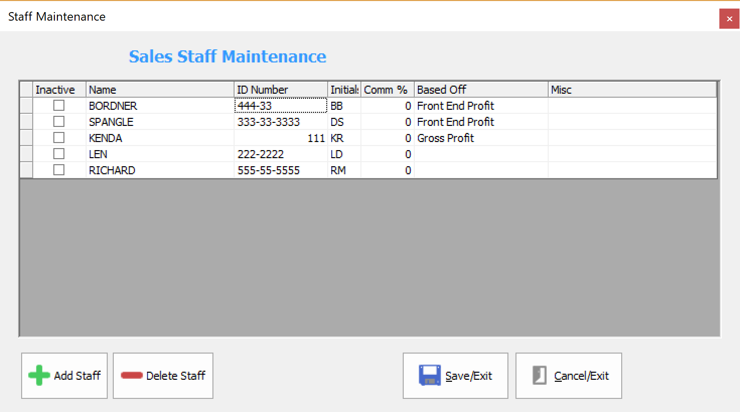 Sales Staff Maintenance Window