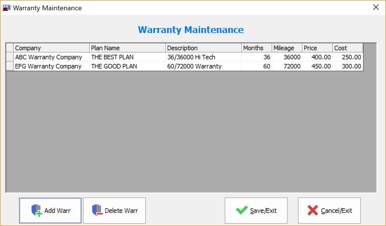 Warranty Maintenance Window